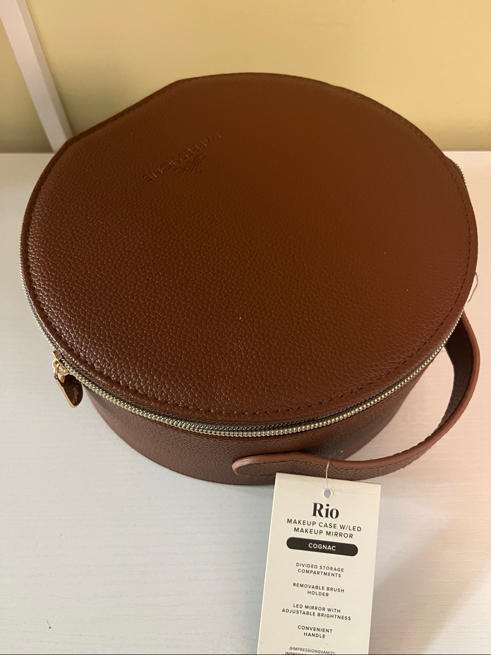 Rio Cognac Round Makeup Case with Handle